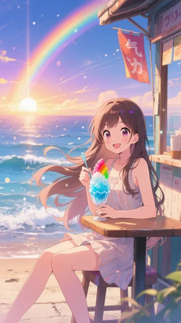 anime style - 海辺のかき氷屋さん
