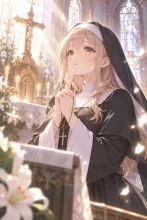 祈りを捧げる陽子。