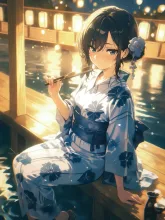 川床の浴衣デート·夏の宵の川床 の投稿作品