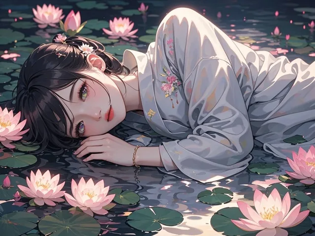 水面に浮かぶ華