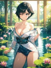 蓮と和装美人·夏の朝の蓮池 の投稿作品