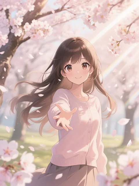 a cute anime girl at the… - 春のはじまり