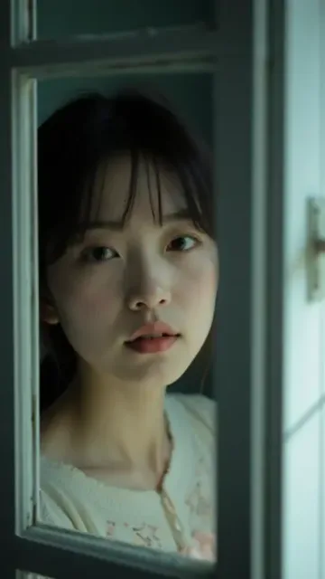 As Rembrandt light filters through window lattice, a maiden’…