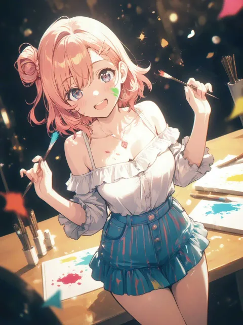 a cheerful atmosphere - 女流画家
