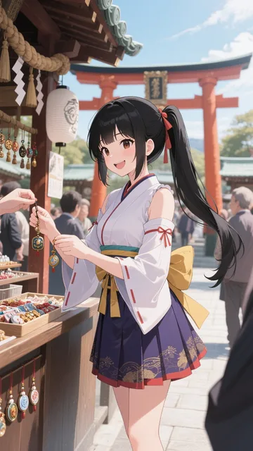 巫女姿でのアルバイト