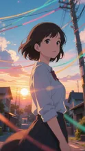 夕焼けと電線