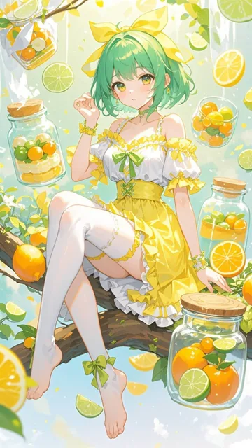 フルーツだらけの中
