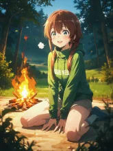 キャンプ女子·焚き火を囲む夜 の投稿作品