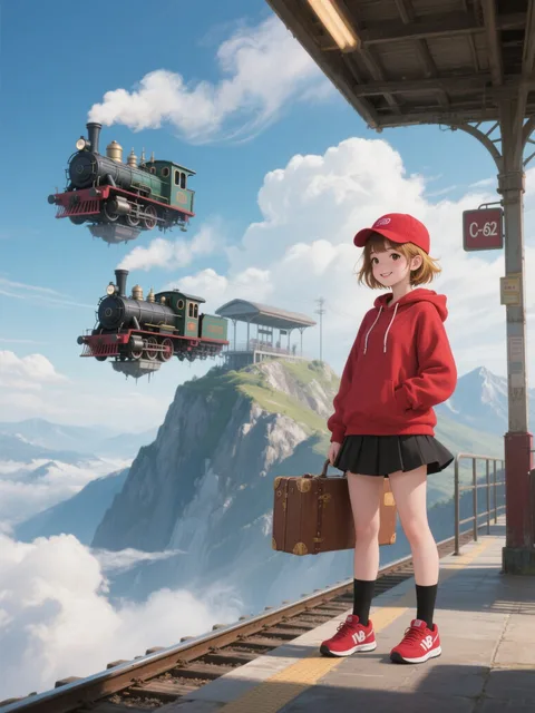 パーカー娘と空の駅🚂…赤