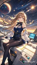 銀河の中をクルーズする豪華宇宙船