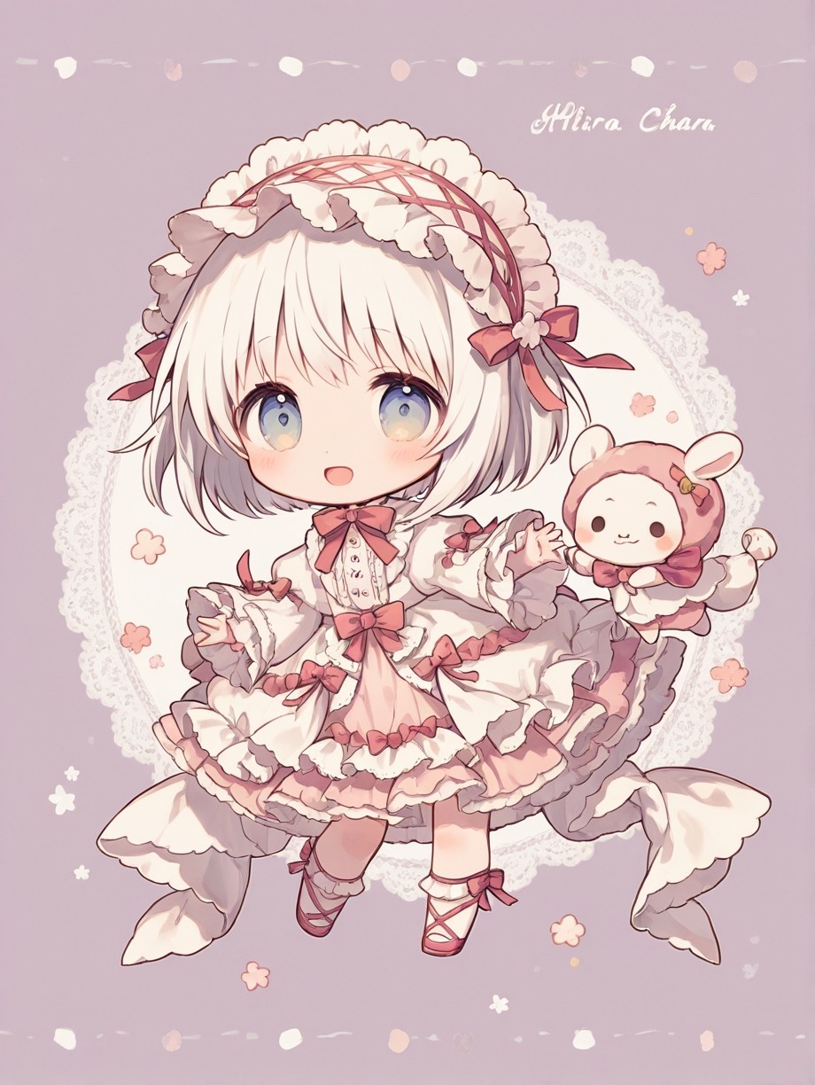 チビキャラ(レインボー) — 青いイルカさんのAIイラスト