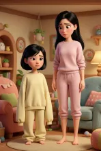 お母さん！頼んだ色、お姉ちゃんとアベコベだョ！