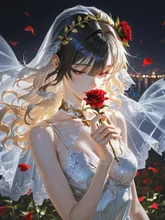 夜の薔薇園