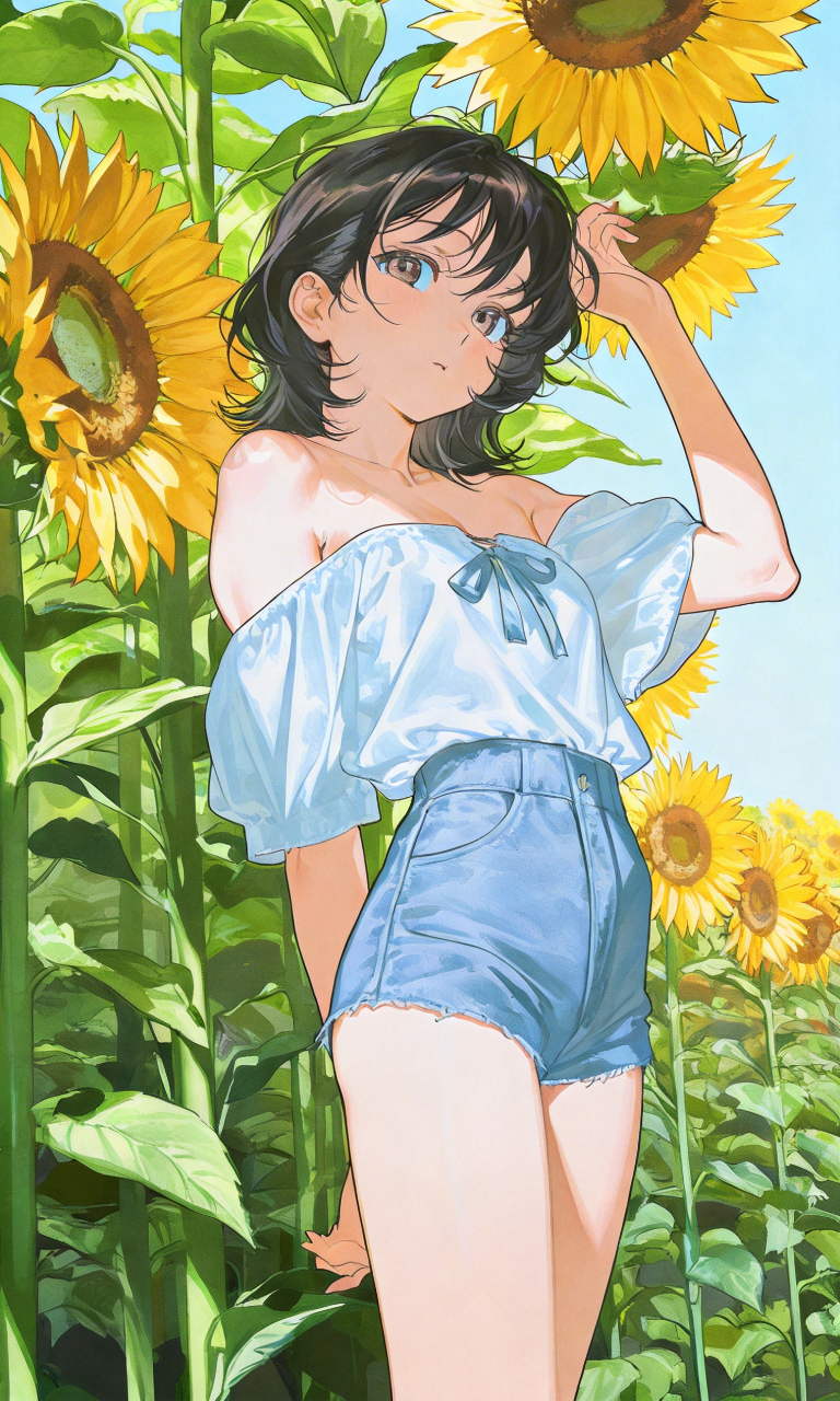 お試し〜向日葵畑♪ — てぃぶてぃさんのAIイラスト