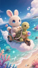 ドライブするウサギと亀