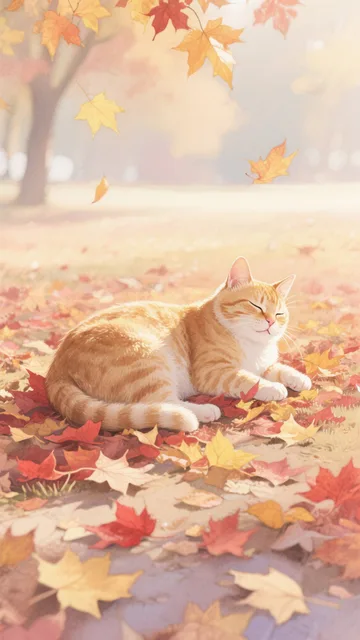 美しい紅葉が舞い降りる静かな午後 - 画像生成チャレンジ