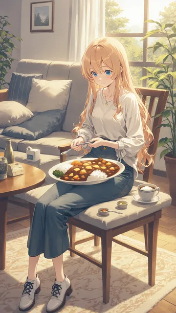 お前朝からどんだけ食うんだよw心配だからテーブルで食え