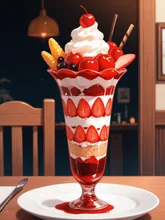 さくらんぼをふんだんに使ったパフェ