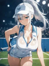 銀髪ポニーテールのテニス — ポニーテールイラストのAIイラスト|SUPPART