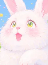 星降る丘の、きらきら笑顔 — ウサギイラストのAIイラスト|SUPPART