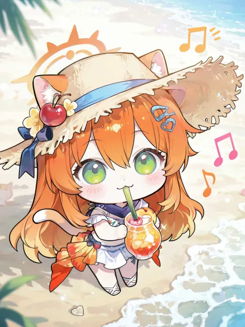 麦わら帽子の猫さん
