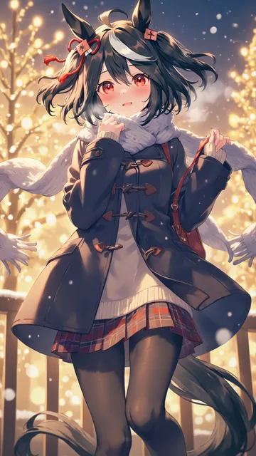 タイツを履いて冬服を着てデートに行くウマ娘のキタサンブラック