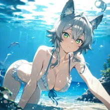 素潜りしてる少女