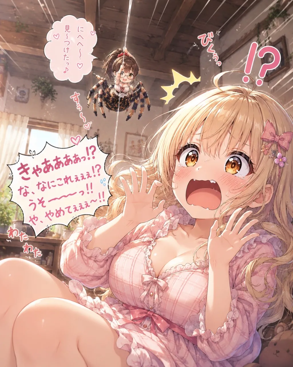 アラクネ菜摘に驚く陽子。