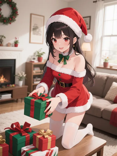 サンタクロースコスプレの美少女
