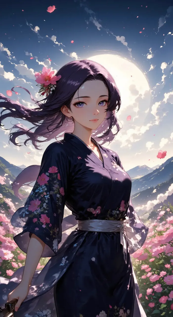 風にそよぐ夏の花畑