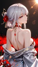 和装がはだけて