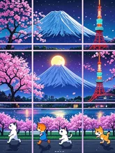 子猫と富士山