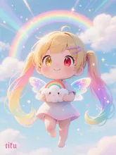 虹と女の子