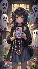 黒髪乙女💕キラキラ📱にオバケは興味津々👻