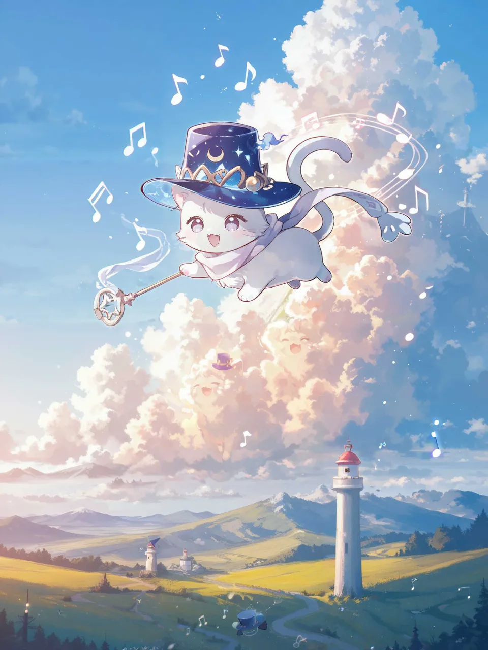 魔法の猫と空の旅
