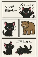 黒い子猫 クマが来たら