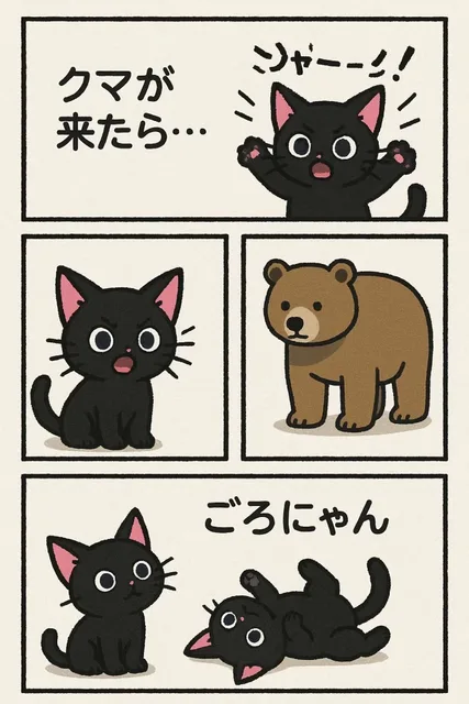 黒い子猫 クマが来たら