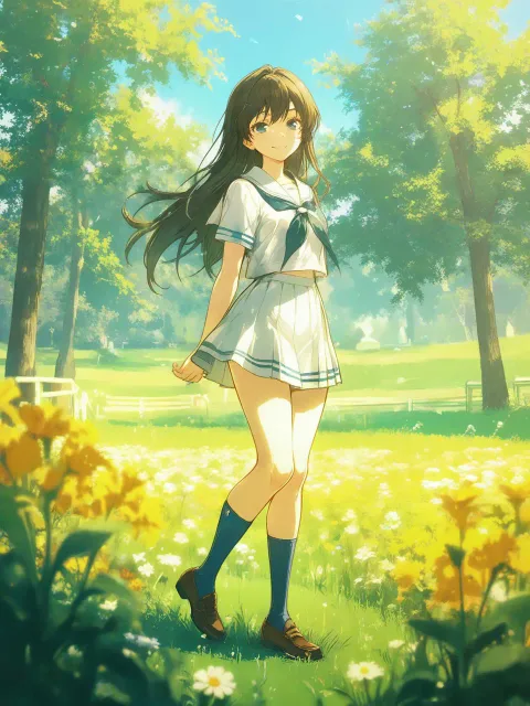 花畑で散歩