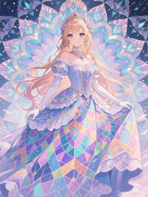 万華鏡のようなドレスを着た美しいお姫様 - 今日のコーデ
