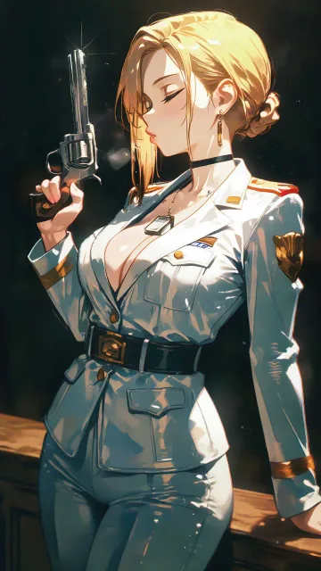 タイトな軍服、凛々しく色っぽい、大人の女性