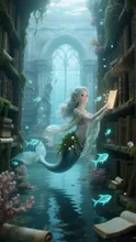 Ancient Deep Sea Library — 人魚・マーメイドのAIイラスト|SUPPART