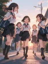 みんなで楽しく下校中。