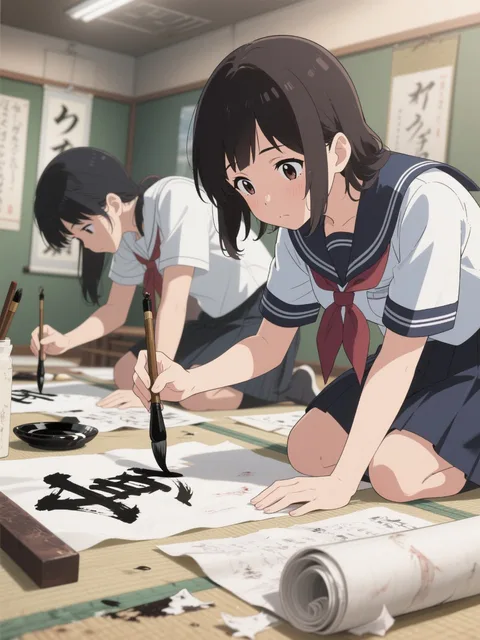書き初め大会へ向けての努力