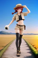 サファリに密林ってあるの？…三つ編みツインテールの冒険家娘…フィギュア…赤