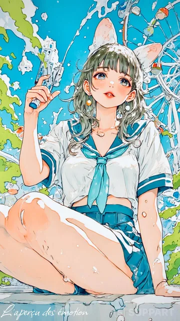 summer cosplay party in an amusement park