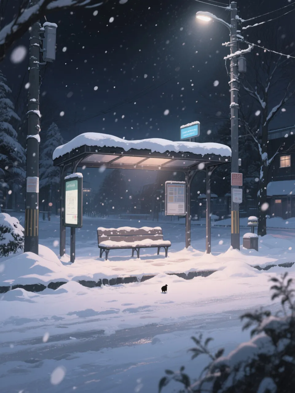 雪の下の停留所 — はちみつ🍯さんのAIイラスト