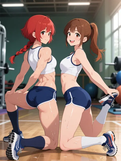 双子とストレッチ
