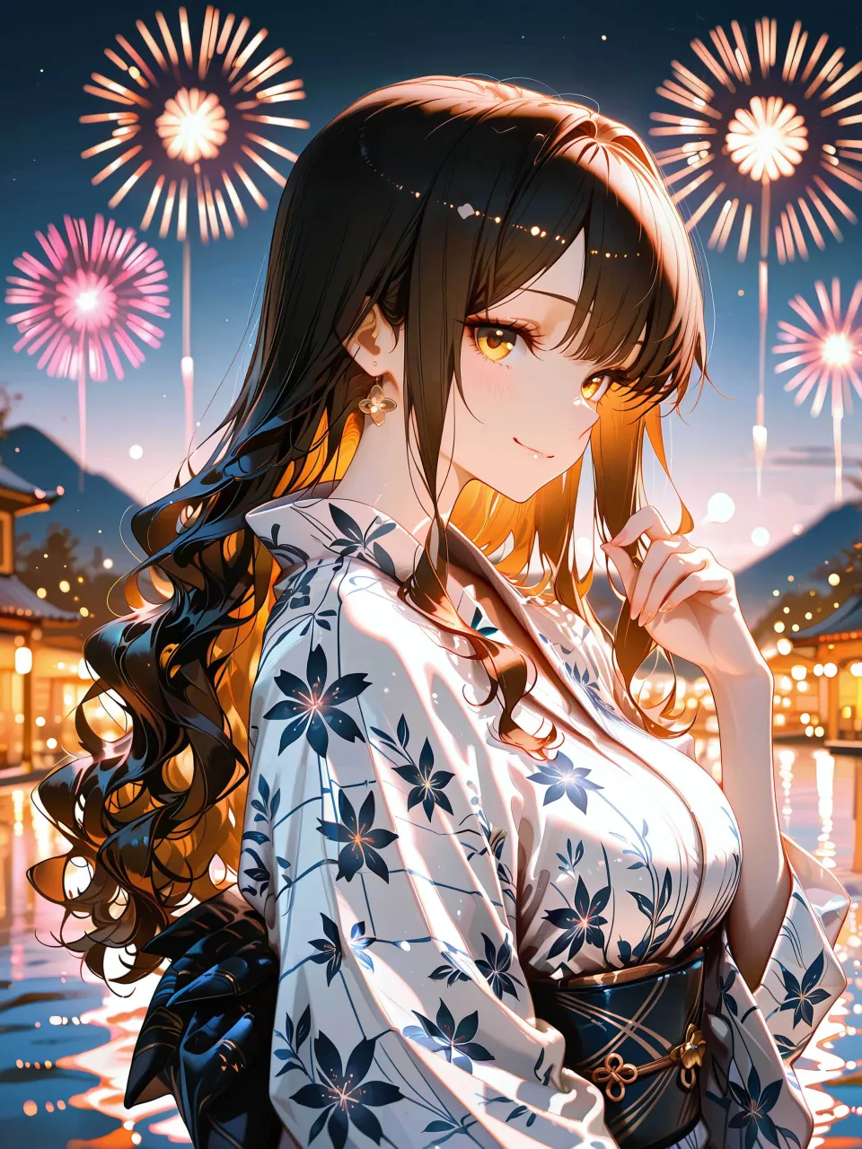 花火に照らされて