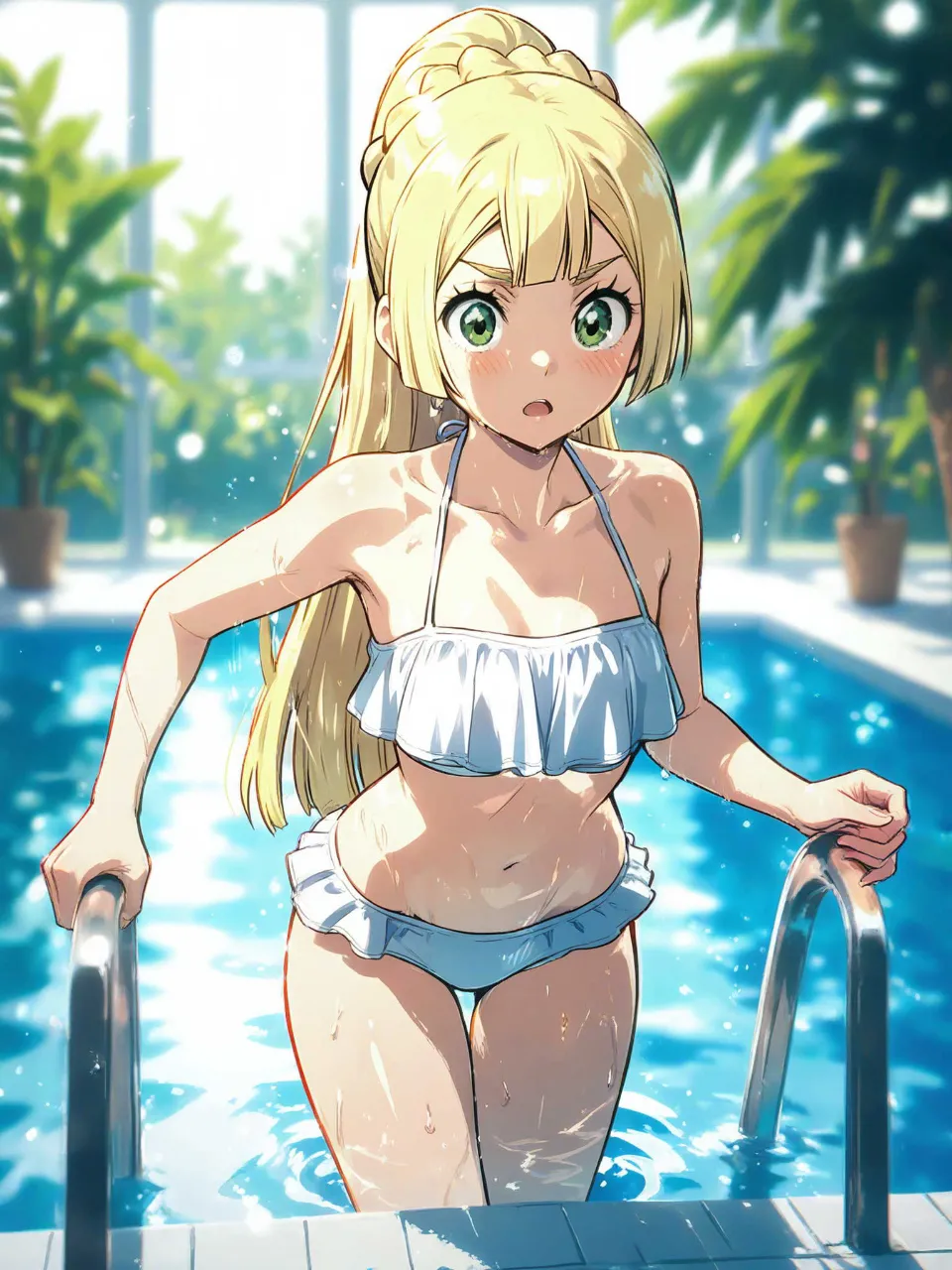 プールからあがるリーリエ