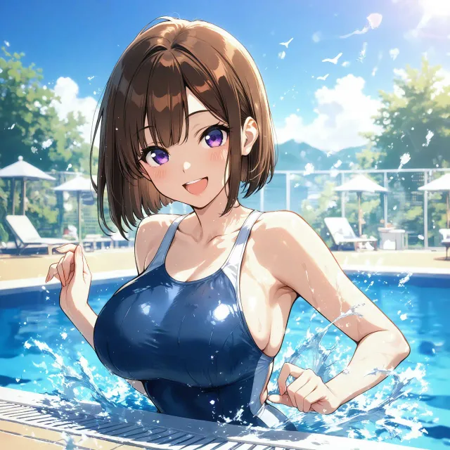 競泳水着美少女♡♡